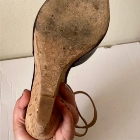 Tory Burch Ashton Patent Cork Wedge Sandals Heels - Picture 10 of 13